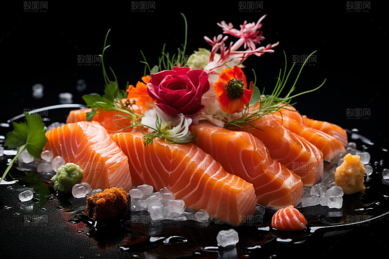 三文鱼美食新鲜摄影图