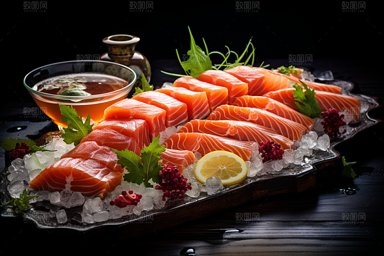 三文鱼美食新鲜摄影图