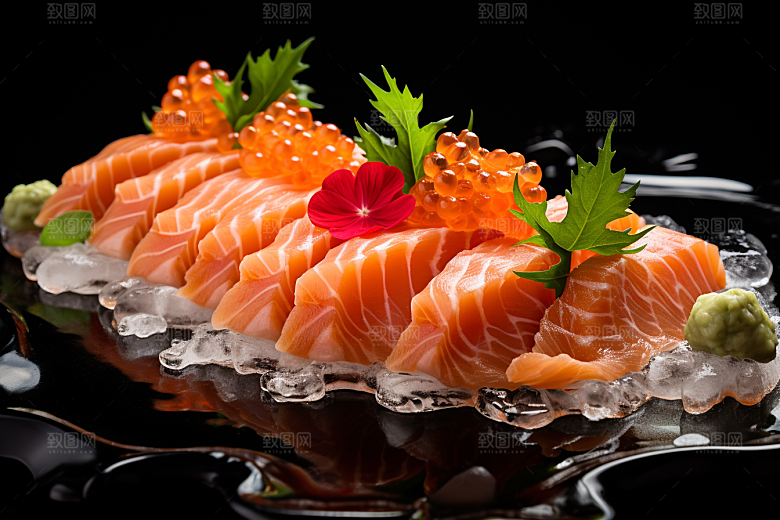 三文鱼日料美食摄影图