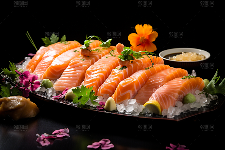 三文鱼美食新鲜摄影图