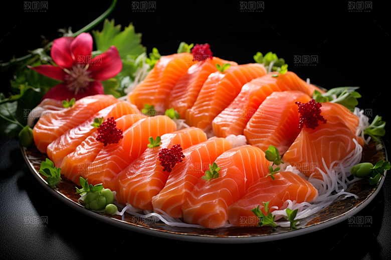 三文鱼鱼生鱼肉摄影图