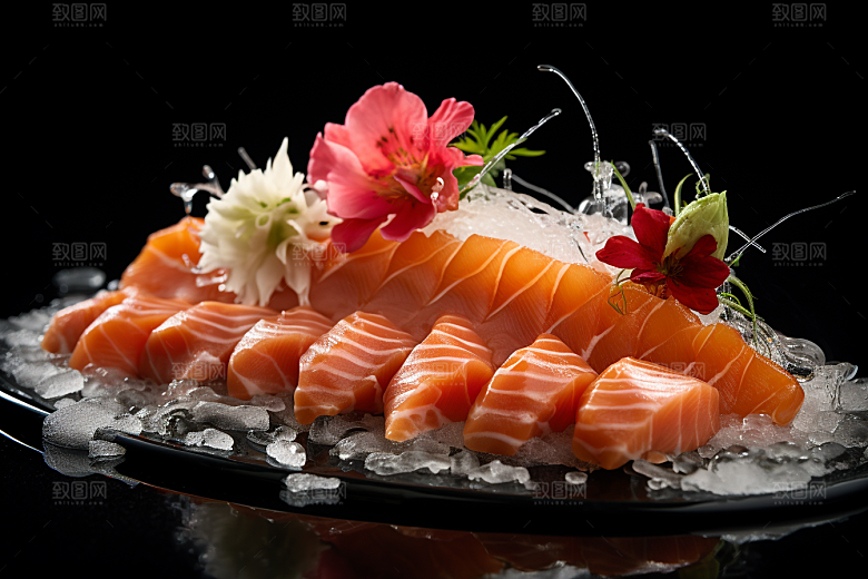 三文鱼日料美食摄影图