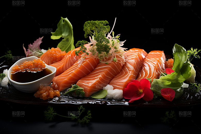 三文鱼美食海鲜摄影图