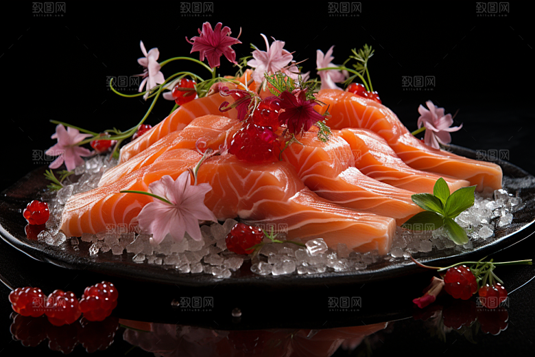 三文鱼海鲜美食摄影图