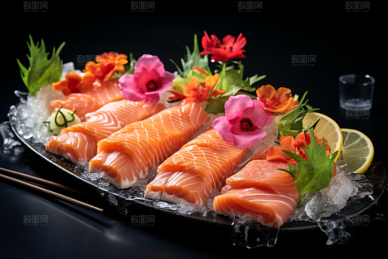 三文鱼美味鱼肉摄影图