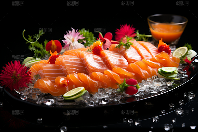 三文鱼美食新鲜摄影图