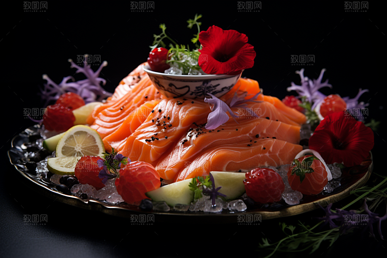 三文鱼美食新鲜摄影图