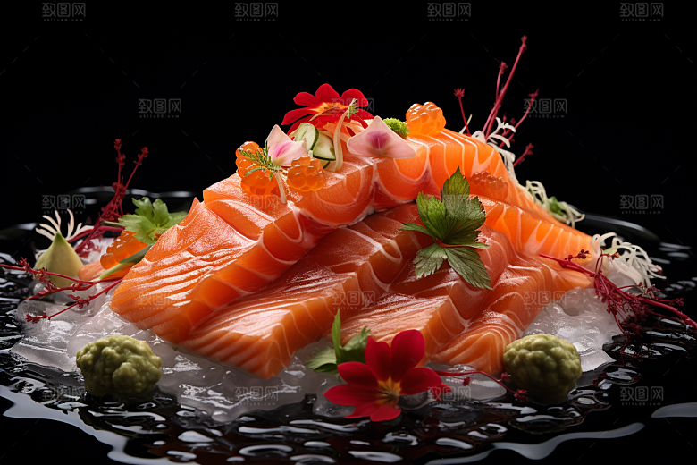 三文鱼新鲜美食摄影图