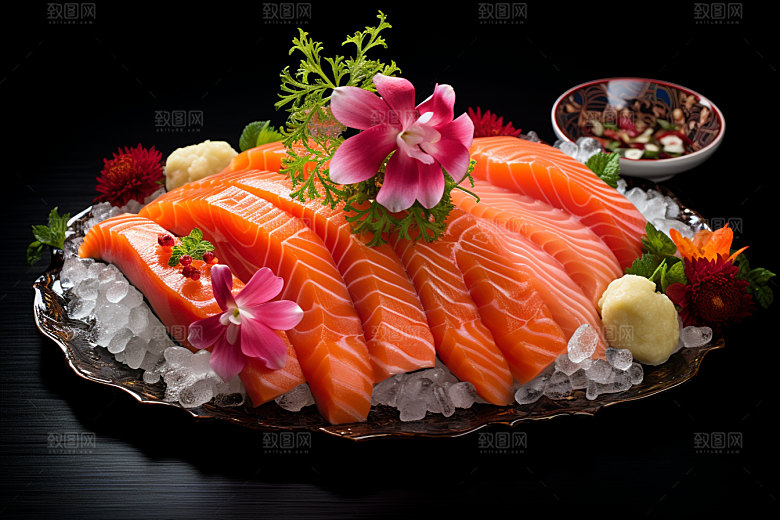 三文鱼海鲜美食摄影图