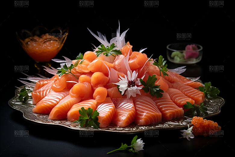 三文鱼美食鱼肉摄影图