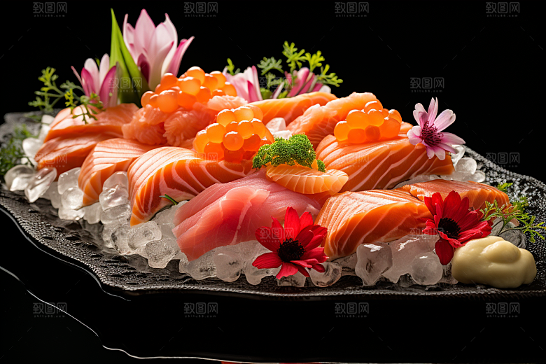 三文鱼海鲜美食摄影图