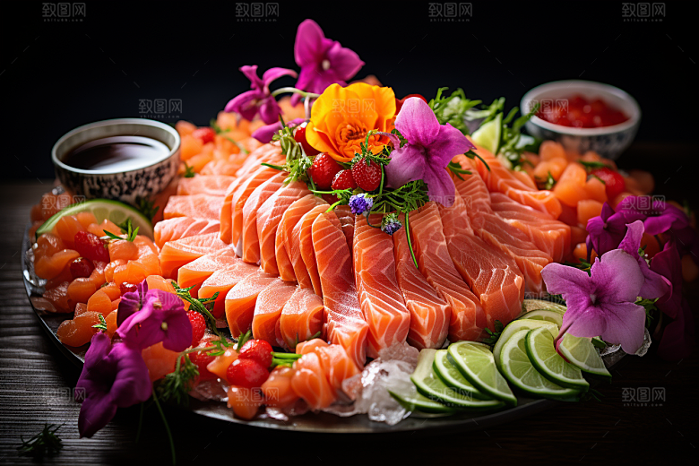 三文鱼美食鱼肉摄影图
