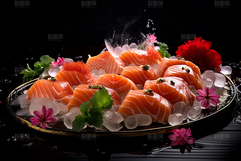 三文鱼海鲜美食摄影图