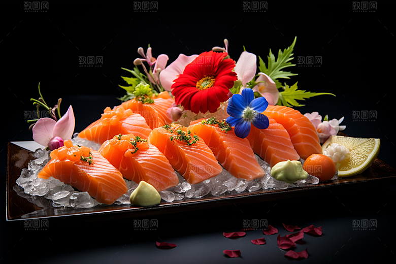 三文鱼美食新鲜摄影图