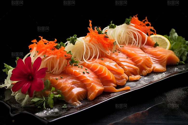 三文鱼美味日料摄影图