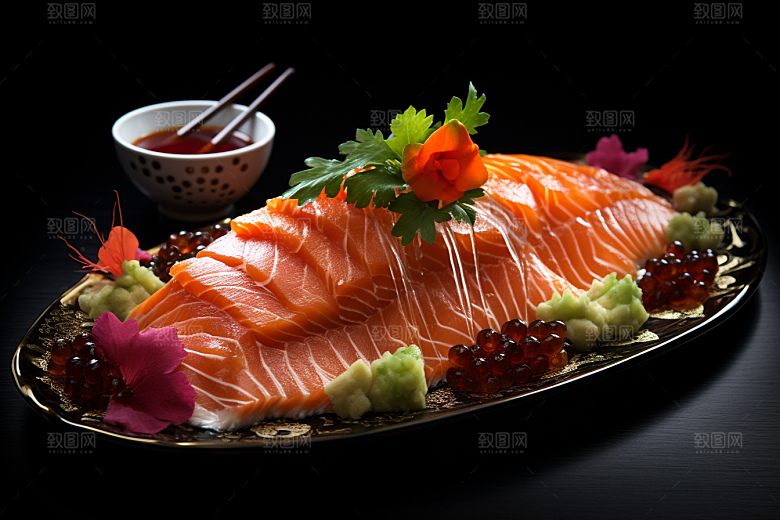 三文鱼美食新鲜摄影图