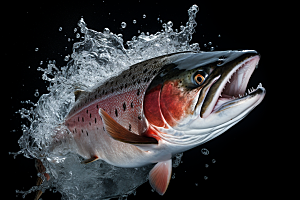 三文鱼海鲜鱼肉摄影图