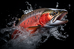 三文鱼美味生鱼片摄影图