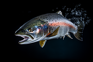 三文鱼美味鱼肉摄影图
