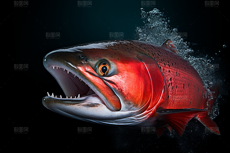 三文鱼海鲜鱼肉摄影图