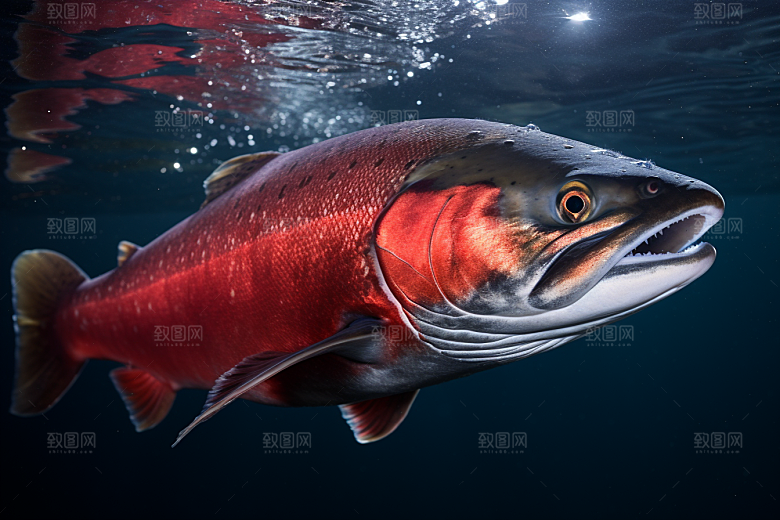三文鱼冰鲜海鲜摄影图