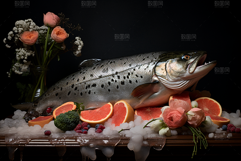 三文鱼高清美味摄影图