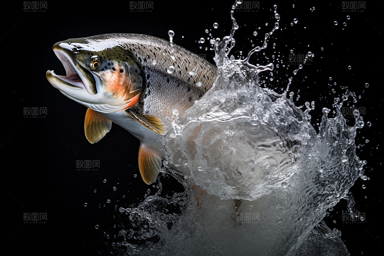 三文鱼鱼肉海鲜摄影图