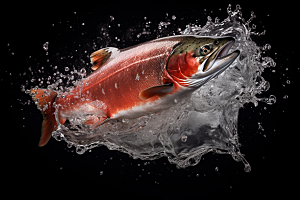 三文鱼鱼肉鱼生摄影图
