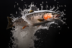 三文鱼美味冰鲜摄影图