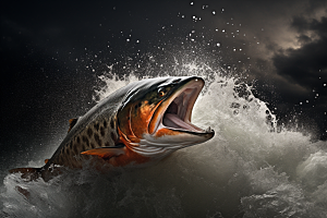 三文鱼新鲜鱼肉摄影图