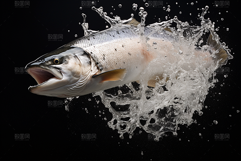 三文鱼生鱼片鱼肉摄影图
