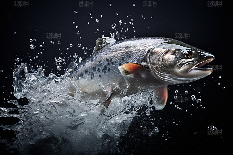 三文鱼鱼肉冰鲜摄影图