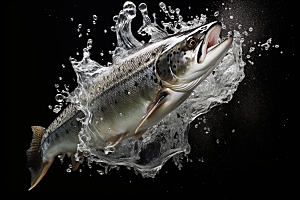 三文鱼鱼肉美食摄影图
