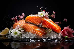 三文鱼海鲜美食摄影图