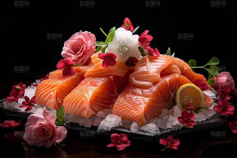 三文鱼新鲜美食摄影图
