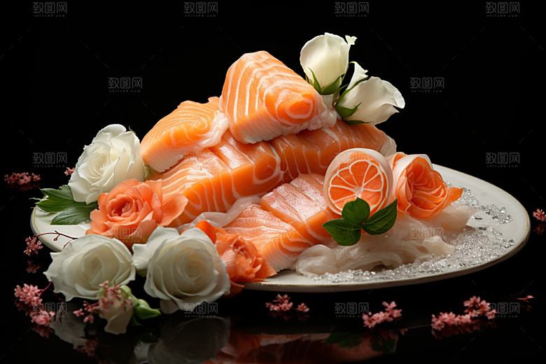 三文鱼美食新鲜摄影图