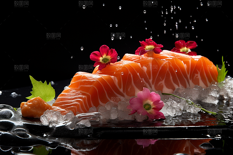 三文鱼美味新鲜摄影图
