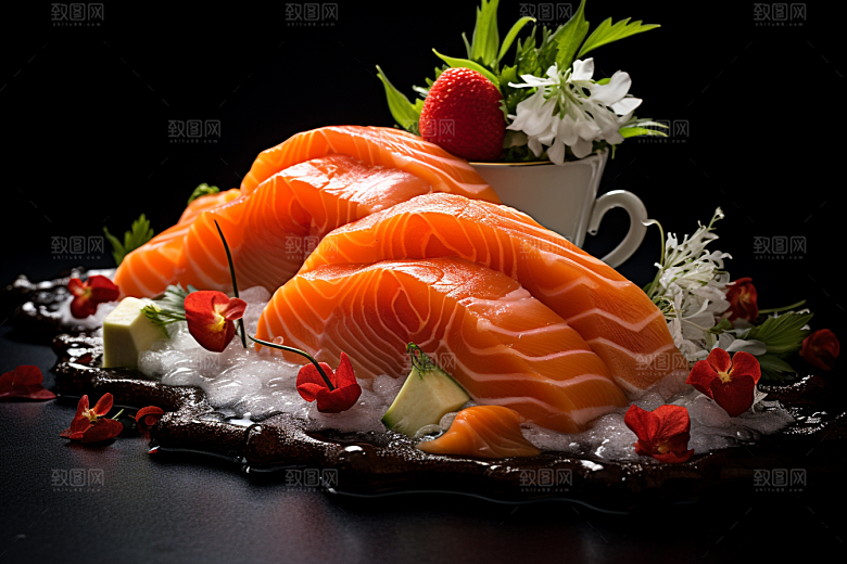 三文鱼美味日料摄影图