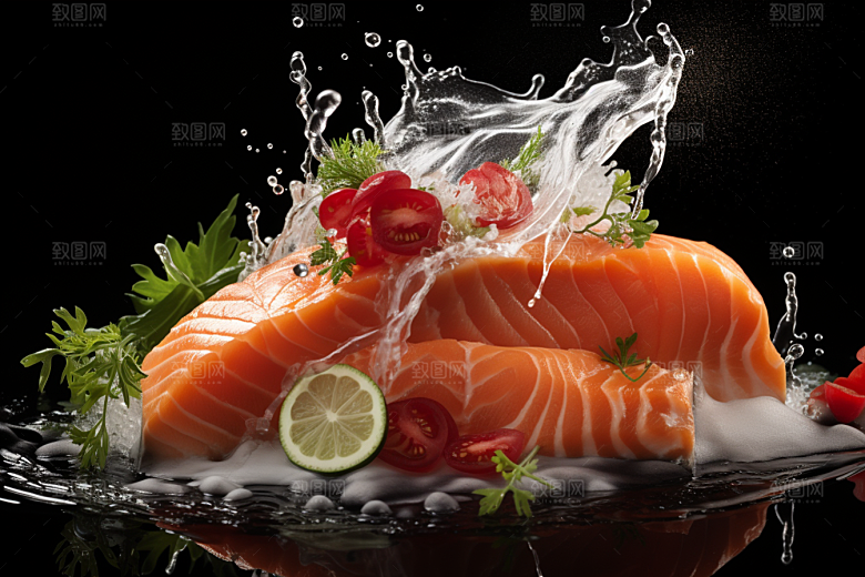 三文鱼美食新鲜摄影图