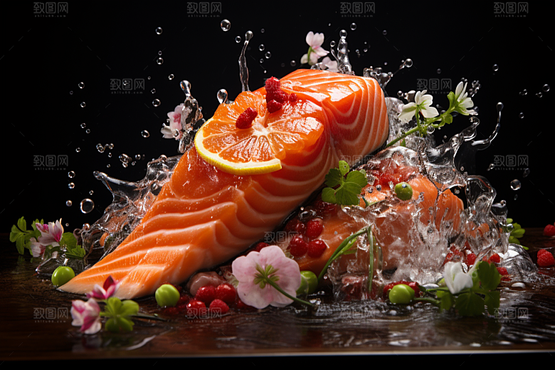 三文鱼冰鲜海鲜摄影图
