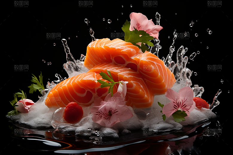 三文鱼高清海鲜摄影图