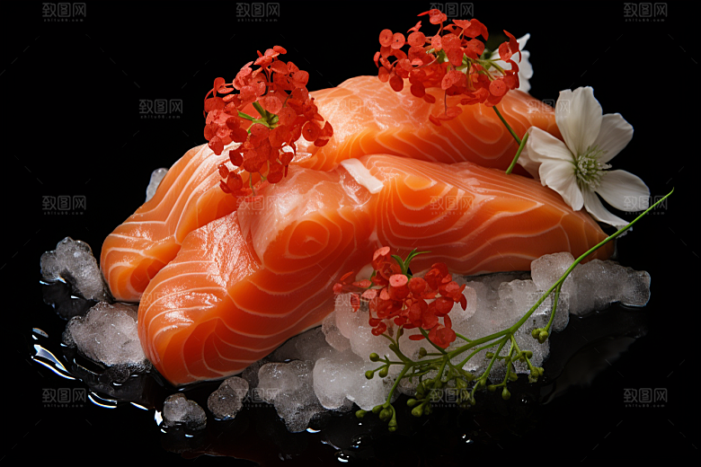 三文鱼鱼肉美味摄影图