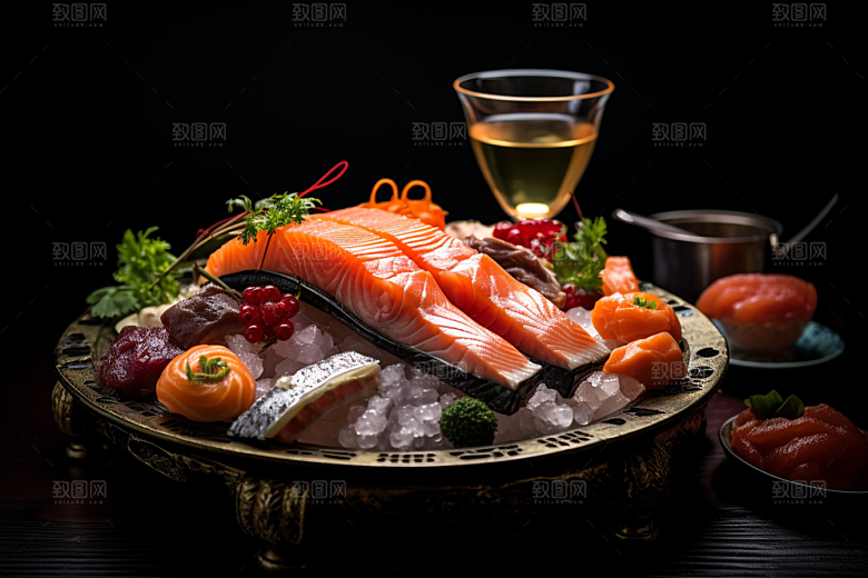 三文鱼鱼肉美食摄影图