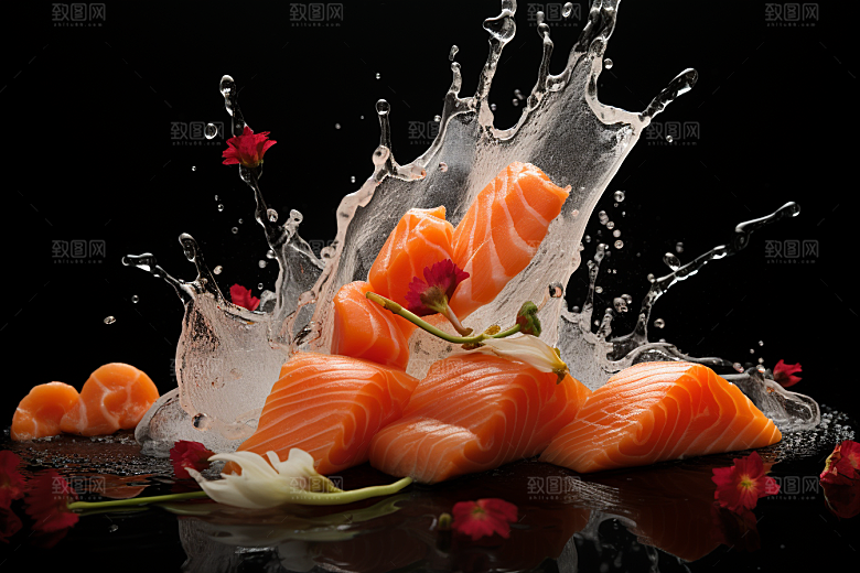 三文鱼海鲜美食摄影图