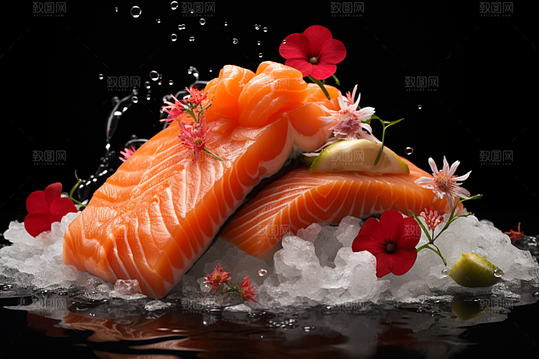 三文鱼美味海鲜摄影图