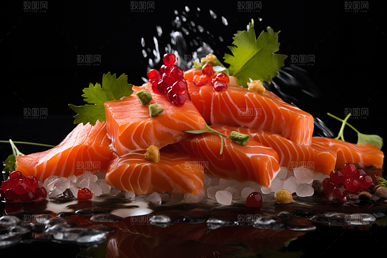 三文鱼美食鱼生摄影图