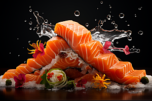 三文鱼美味日料摄影图