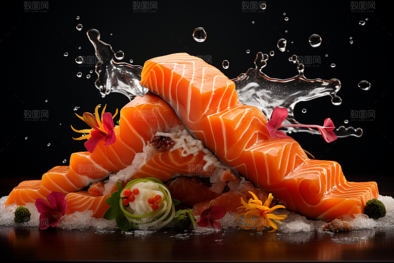 三文鱼美味日料摄影图