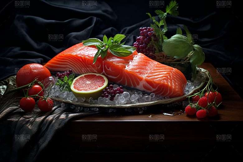 三文鱼美味日料摄影图