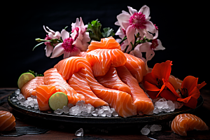 三文鱼美食日料摄影图
